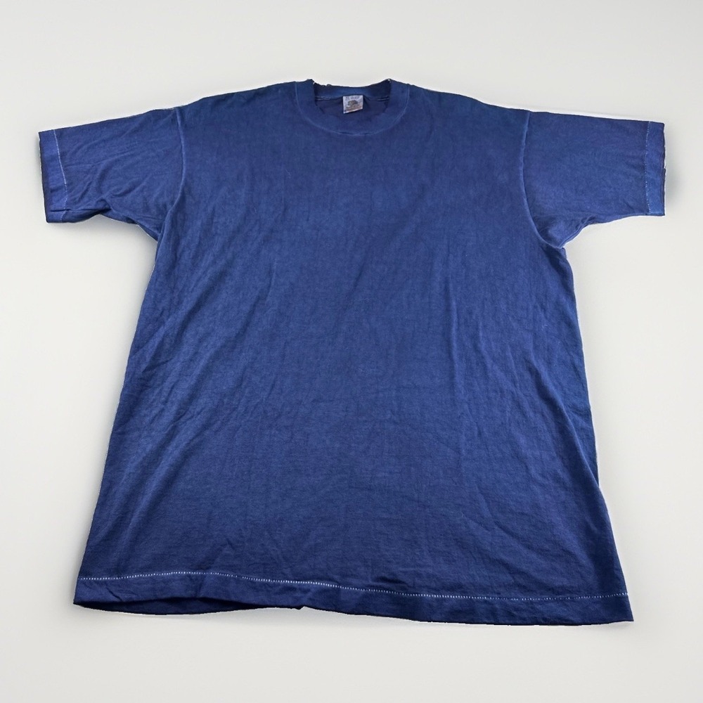 Vintage FOTL T-Shirt Adult L Blue Made in USA Blank Cotton Crewneck Short Sleeve
